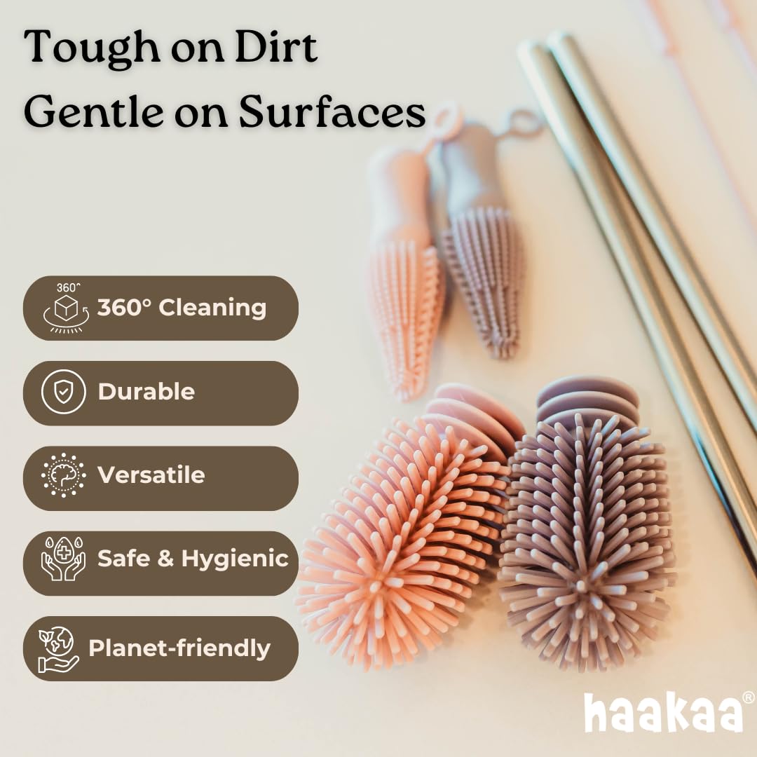 Haakaa Silicone Cleaning Brush – Household Cleaning Brushes for Bottles and Crevices – Food-Grade Silicone: Dishwasher Safe