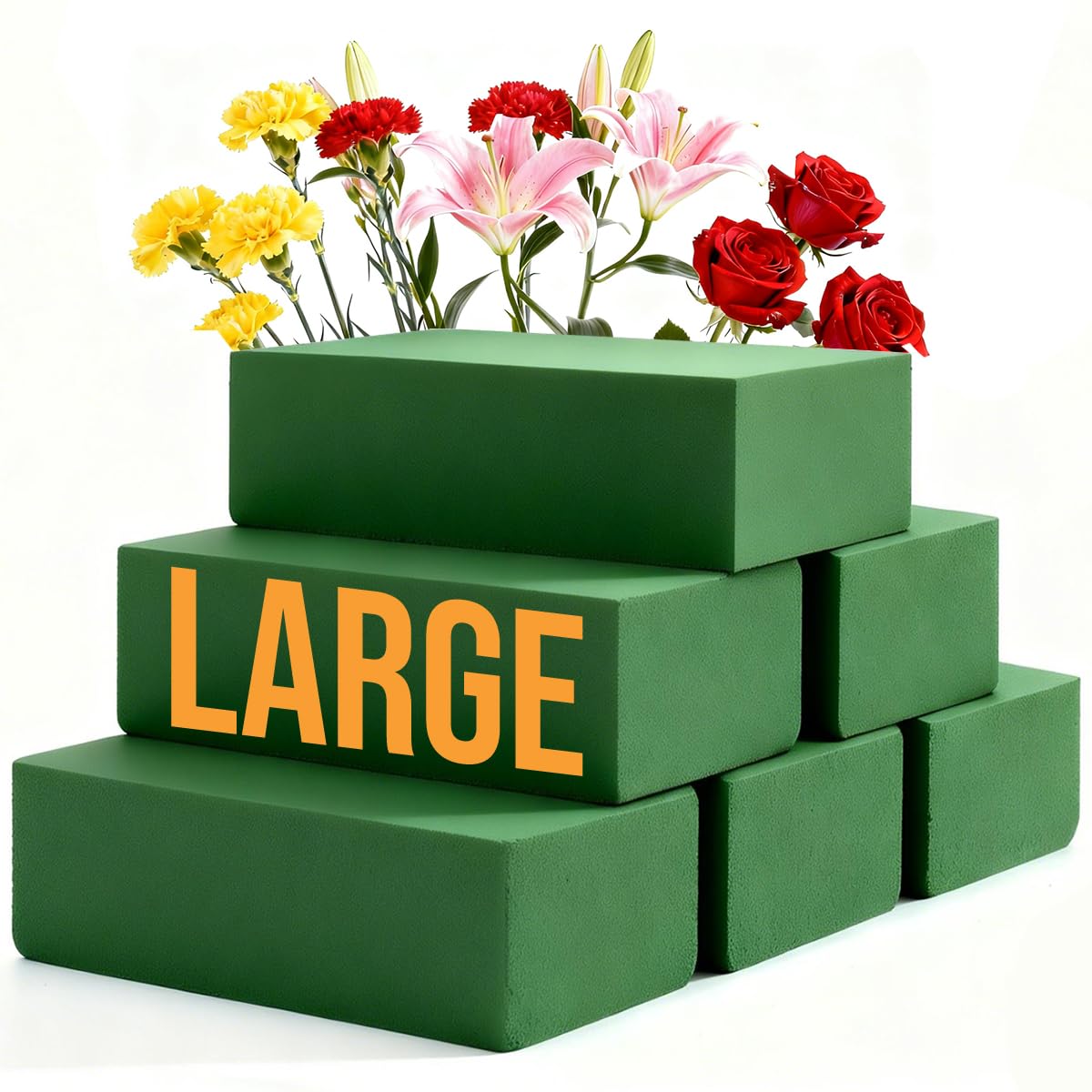 Pack of 12 Floral Foam Blocks, 8.9"x4.1"x2.7" Dry and Wet Flower Foam for Fresh and Artificial Flowers, Florist Styrofoam Flower Arrangements Supplies, Decorations for Wedding, Birthdays and Garden