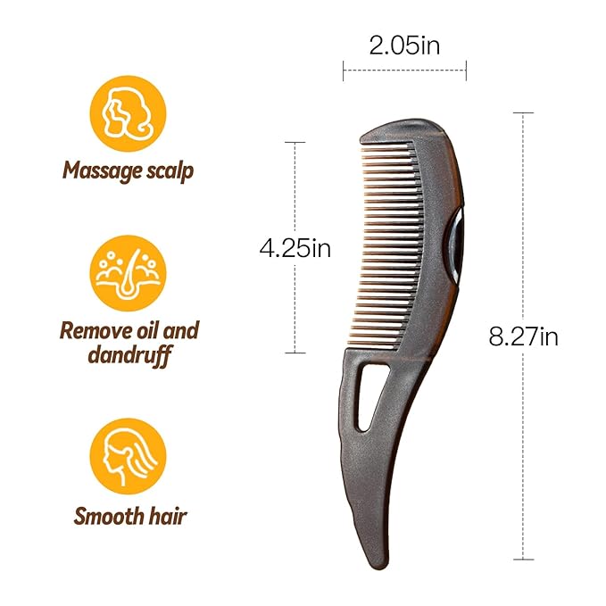 Dandruff Comb, Hollow Wide Tooth Hairbrush for Scalp Massage/Refreshing and Dandruff/Dirt Removal, Reduce Scalp Itching/Oil, Plastic Scalp Care Comb with GuaSha Handle for Women Men Kids, 8.3x2.1Inch