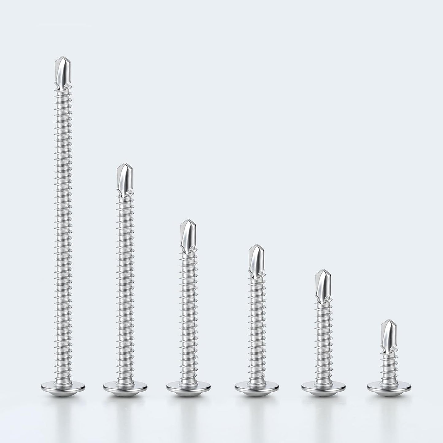 SVLING Self Tapping Screws Assortment Kit 465PCS, Modified Truss Head Sheet Metal Screws #8#10 1/2",5/8",3/4",1",1-1/4",1-1/2" Stainless Steel 410 Self Drilling Screw for Metal Wood Plastic