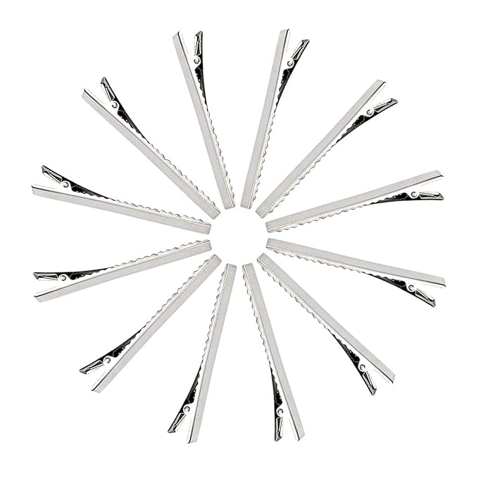 60 Pcs Alligator Curl Clips, Bantoye 3 Inch Flat Single Prong Clips Hair Accessories for Hair Styling, Coloring, Silver