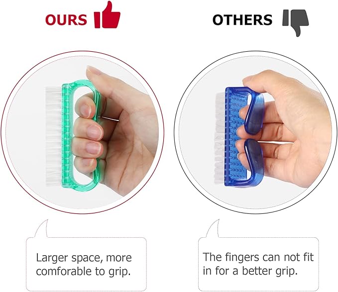 Handle Grip Nail Brush, Hand Fingernail Brush Cleaner Scrubbing Kit Pedicure for Toes and Nails Men Women (4 Pack)