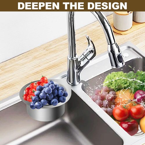Stainless Steel Drain Basket, 2025 New Swan Stainless Steel Drain Basket for Kitchen Sink, Corner Sink Strainer Baskets for Kitchen Fruit Vegetable