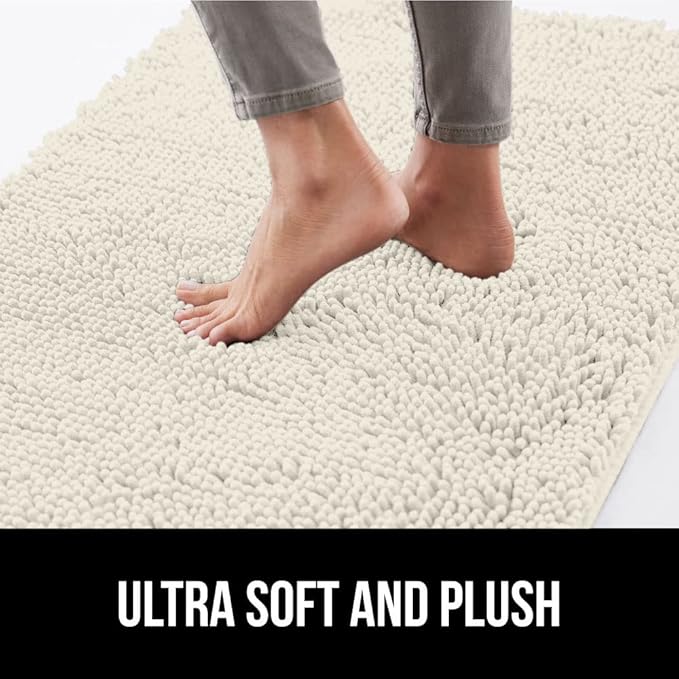 GORILLA GRIP SoakSTOPPER Dog Door Mat, 48x30 Machine Washable Rug Absorbent Doormat Captures Moisture Mud Dirt, Quick Dry Soft Chenille Entryway Rugs Indoor Entrance Mats for Dog Paws, Cream