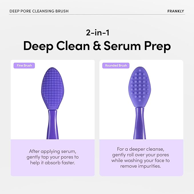 FRANKLY Pore Cleansing Silicone Face Brush | Gentle Facial Exfoliator & Blackhead Care | Deep Pore Cleanser & Massage Brush | Daily Skincare Tool for Smooth, Glowing Skin | Hygienic & Reusable