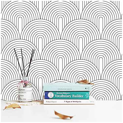 Floralplus Peel and Stick Modern Wallpaper Black Contact Paper for Shelf Liner Kitchen Renter Friendly Wallpaper for Bathroom Vinyl Textured Contact Paper for Home Decor 17.7 x 118 in