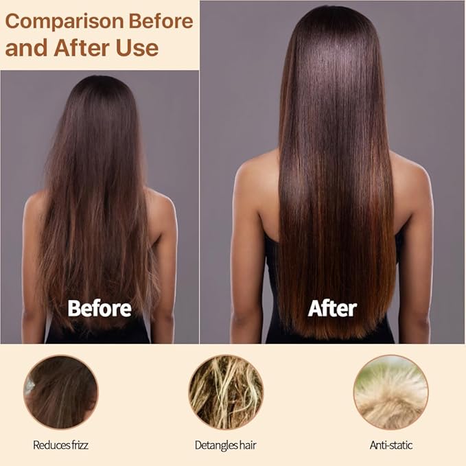 2 Piece Bamboo Hair Brush for Hair Growth, Wooden Paddle Detangler Hairbrush with Natural Bamboo Bristles, For All Hair Types - Women & Men, Scalp Massage, Smooths Tangles & Knots