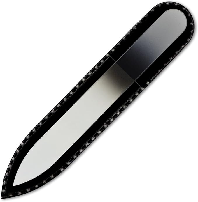 Mont Bleu Rainbow Crystal Nail File in Black Pouch - Small/Purse Size - Czech Tempered Glass - Handmade in Bohemia (Czech Republic)