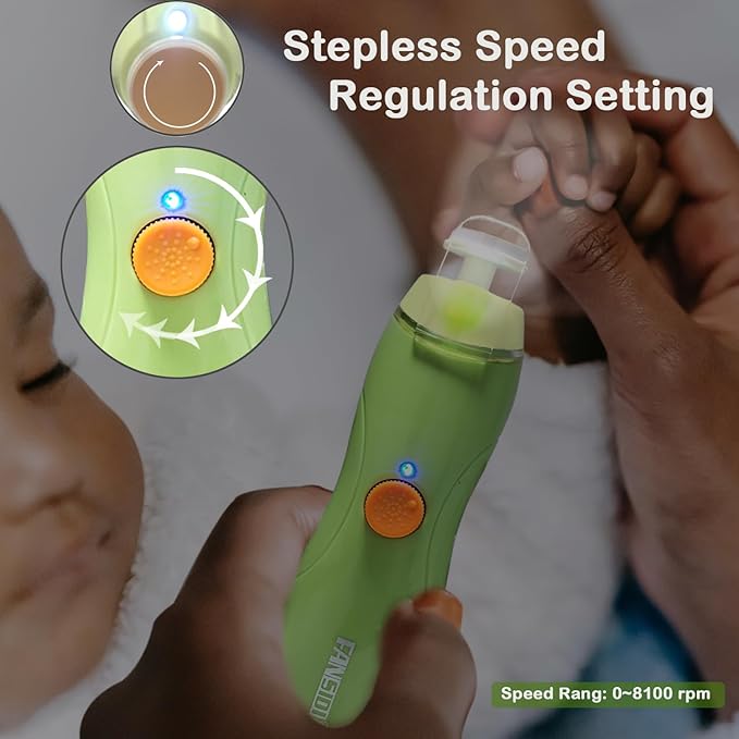 Fansidi Rechargeable Baby Nail File with 8100RPM Motor, Stepless Speed Control, Pressure-Stop Safety, Type-C Charging, Quiet Electric Nail Trimmer for Newborns, Toddlers & Adults, Fresh Mint Green