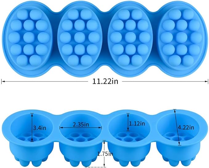 2 Pcs Ice Tray Hair Scalp Massage Molds, 4.5oz Unique Hair Brush Soap Bar Silicone Molds at Home (Blue and Pink)