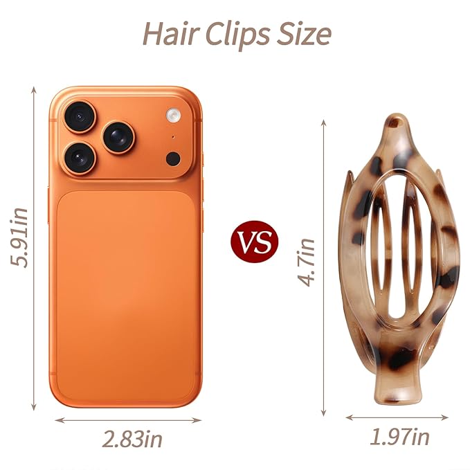 6 Packs Flat Claw Clips for Women, French Tortoise Shell Flat Hair Clip, Matte Hair Claws Clip for Thin Thick Hair, Lay Down Claws Clips, Durable Strong Hold Hair Clip, Gifts Hair Accessories