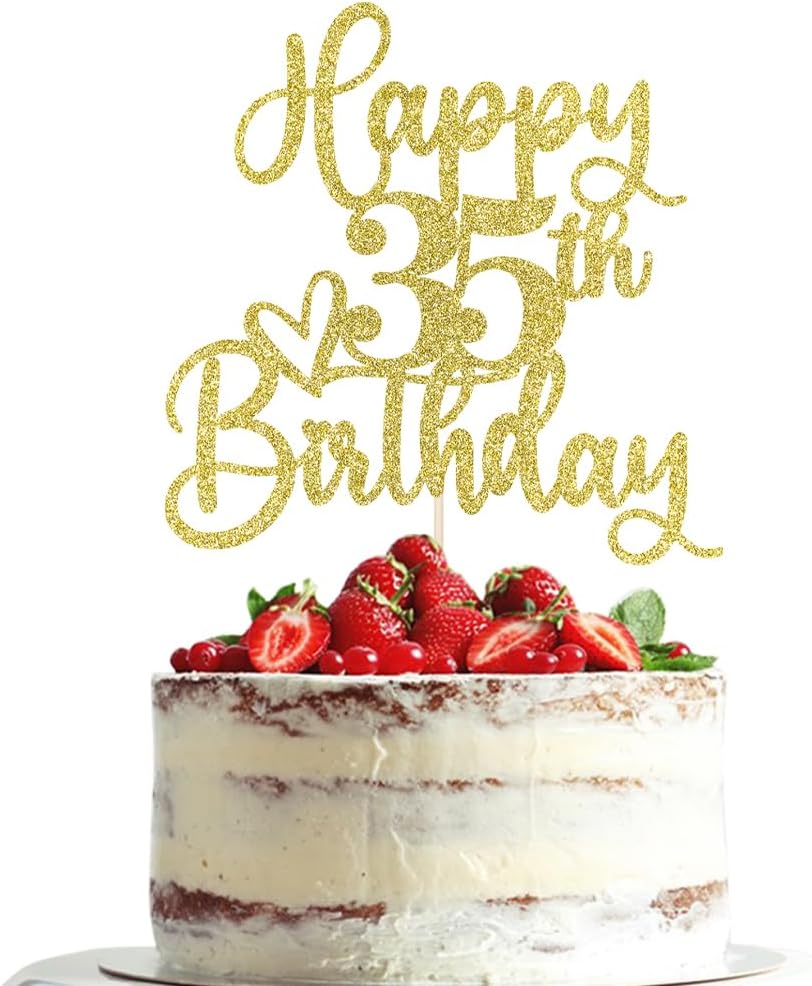 Happy 35th Birthday Cake Topper,Cheers to 35 Years,happy 35th Birthday Cake Topper,35th Anniversary Cake Topper， men and women 35 years old happy birthday Party Decoration (35th)