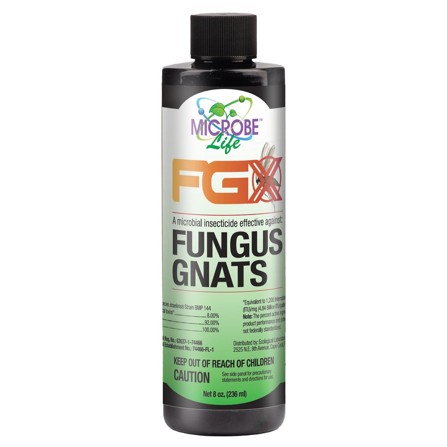 Microbe Life Hydroponics FGX Fungus Gnat Killer, Natural BTi Pest Control for Plants, Indoor Plant Pest Control to Get Rid of Gnats in Houseplants, Safe for Pets & People, 8 Fl Oz