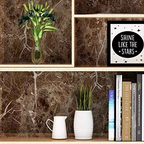 Livelynine Counter Top Covers Peel and Stick Brown Marble Contact Paper for Countertops Waterproof Wallpaper Kitchen Countertop Laminate Sheets Table Desk Cover Marble Vinyl Wrap Bathroom 15.8x78.8