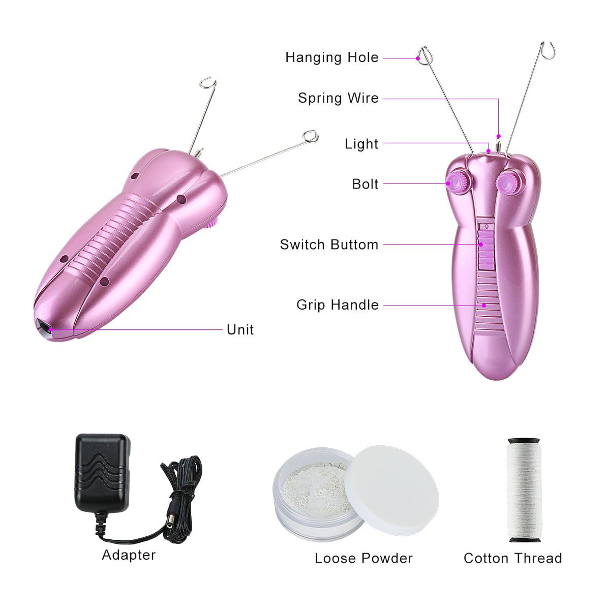 WAYCOM Ladies Facial Hair Remover Electric Women's Beauty Epilator Facial Threading Hair Removal Shaver Face Massager Pull Faces Delicate Device Depilation -Birthday Christmas Day Present(Purple)