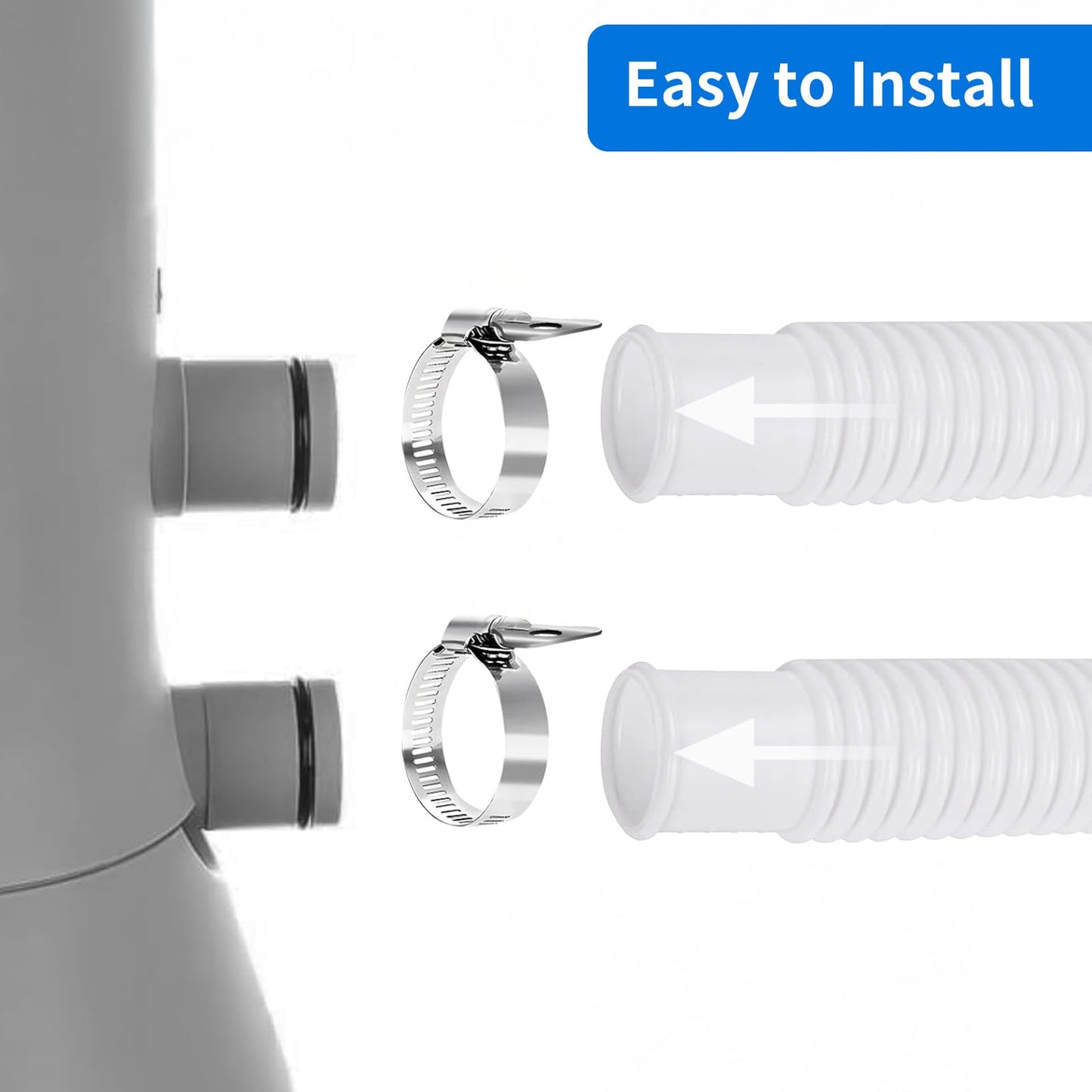 Homyplaza Replacement Pool Hoses for Above Ground Pools, 4 Pack, 1-1/4" Diameter x 59" Length, Includes 8 Metal Clamps, Compatible with All 1.25" Pool Filter Pumps
