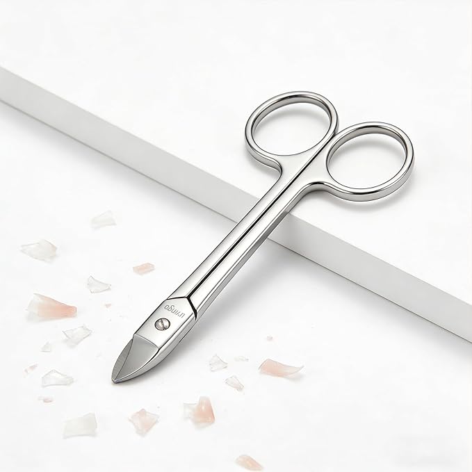 LIVINGO Professional Sharp Small Toenail Scissors - 4.13 Inch Compact Size Stainless Steel Nail Manicure Pedicure Scissors Long Handles for Men & Women Thick and Hard Fingernails