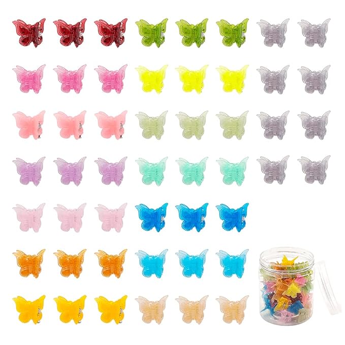 50 Packs Assorted Color Butterfly Hair Clips, Beautiful Mini Butterfly Hair Clips Hair Accessories for Women and Girls (Jelly Colors)