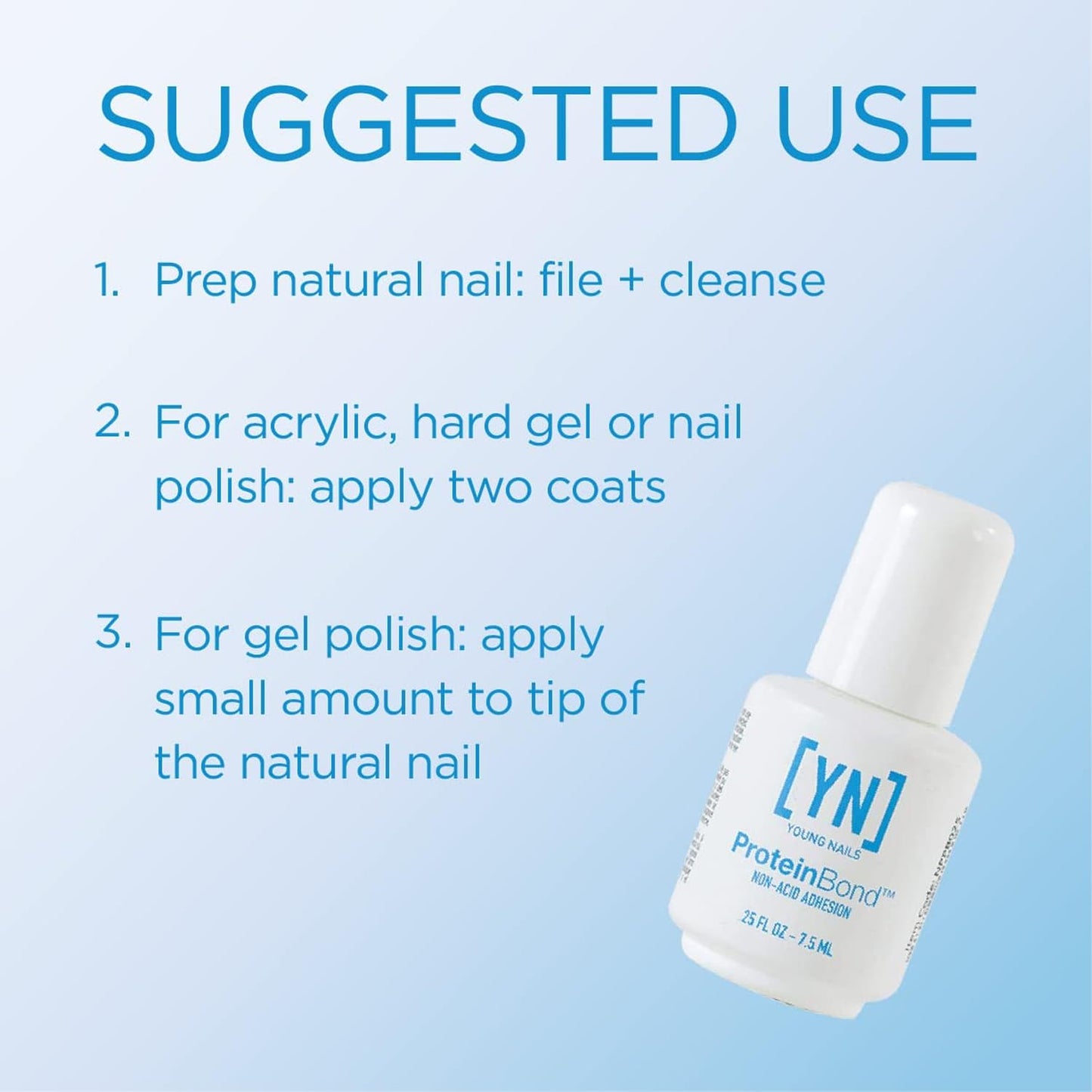 Young Nails Protein Bond - Non-Acidic Nail Primer, Enhanced Adhesion for Gel Polish & Acrylic, Nail Dehydrator, PH Bonder for Gel Nails, 0.5 oz
