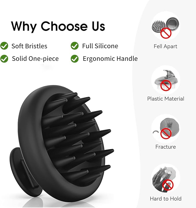 MZEL Silicone Scalp Massager Shampoo Brush for Hair Growth, Beard Brush for Men, Face & Beard Scrubber Exfoliator, Wet Dry Shower Head Scalp Massager for Exfoliating Dandruff, Gifts for Him Father