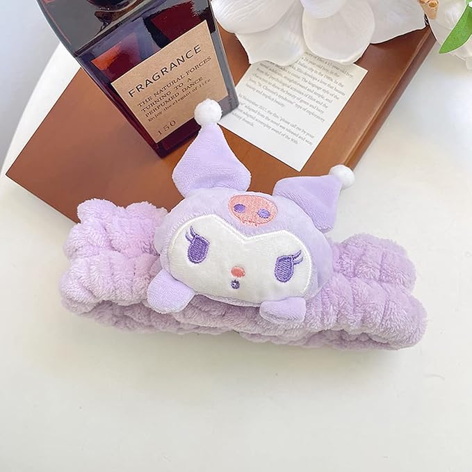 Kawaii Spa Headband for Washing Face, Cute Purple for Make Up, Washing, Party, Soft for Woman Girls