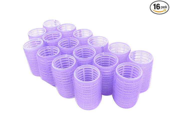 Set of 16 Self Grip Holding Hair Rollers Pro Salon Hairdressing Curlers Great for Fine & Short Hair - Medium Size Self Stick Hair Roller