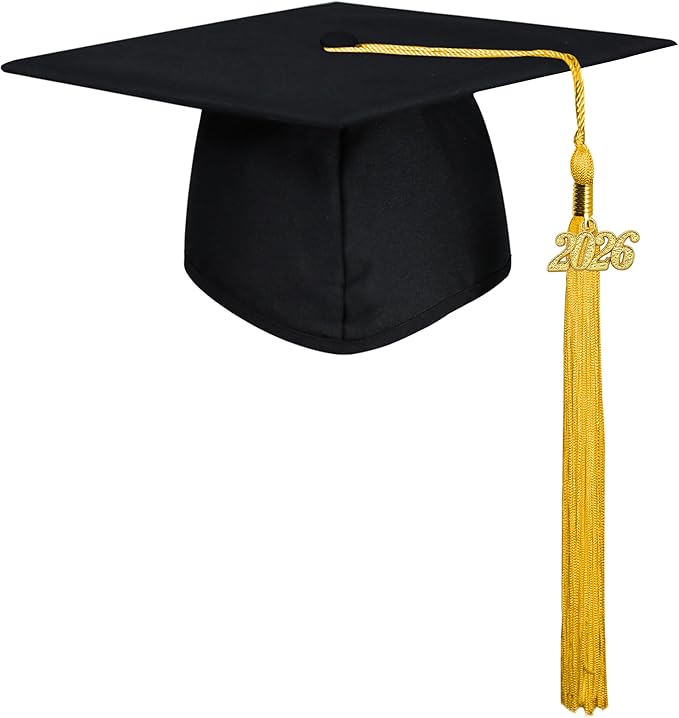 GraduatePro Matte Graduation Cap with 2026 Tassel for Adults High School and Bachelor Master 12 Colors