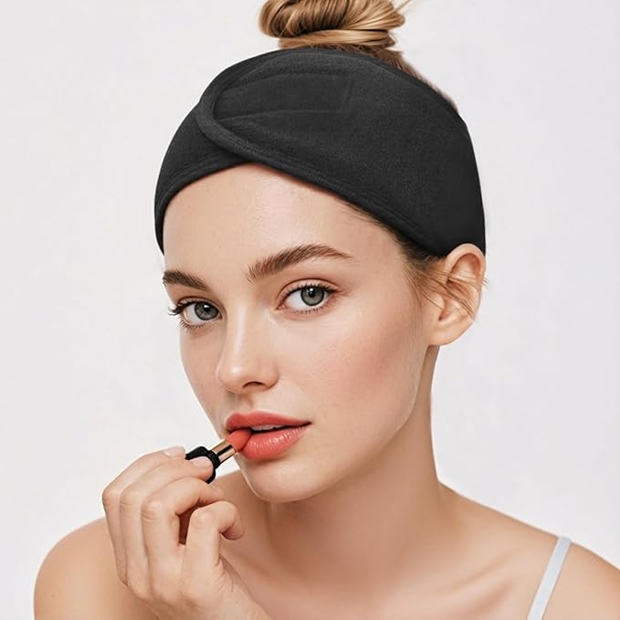 3 Pack Velcro Headband for Washing Face, Terry Cloth Spa Headbands for Women - Soft Adjustable Facial Hair Band for Makeup & Skincare Routine