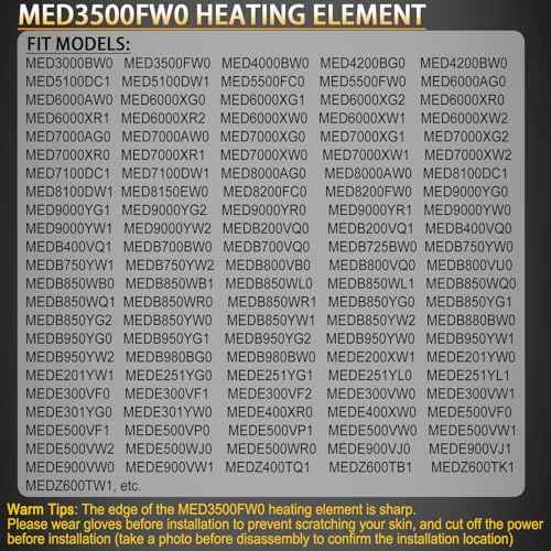 Dryer Heating Element Kit Compatible With Maytag MED3500FW0 MEDB200VQ0 MED5500FW0 MED4200BW0 MED5500FC0 MED6000AW0 MEDB400VQ0 MEDB400VQ1 MED8200FC0 MED3000BW0 MED4000BW0