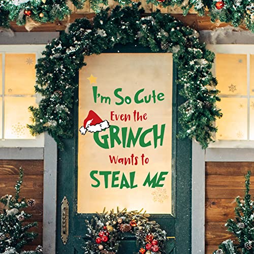Creative Christmas G r i n ch Wall Stickers I am So Cute Letter Quotes Wall Decals Removable Wall Deacals for Holiday Home School Party Supplies Xmas New Yeafr Decoration