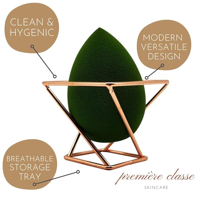 Beauty Sponge Holder - Rose Gold Foundation Beauty Blender Holder - Makeup Brush Organizer Rack Case - Vanity Storage - Display Make Up Puff Sponge Drying Stand (Pack of 1)