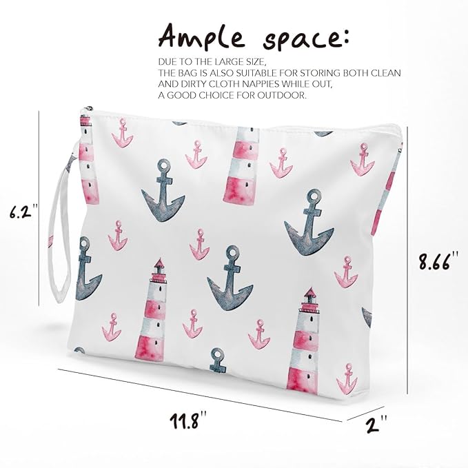 Fokongna Travel Makeup Bag - Wet Dry Bag for Swimsuit, Beach Pool Diapers, Dirty Yoga Gym Clothes - Zipper Pouch for Women, Sister, Friends - Ocean Sea Shells Beach Starfish