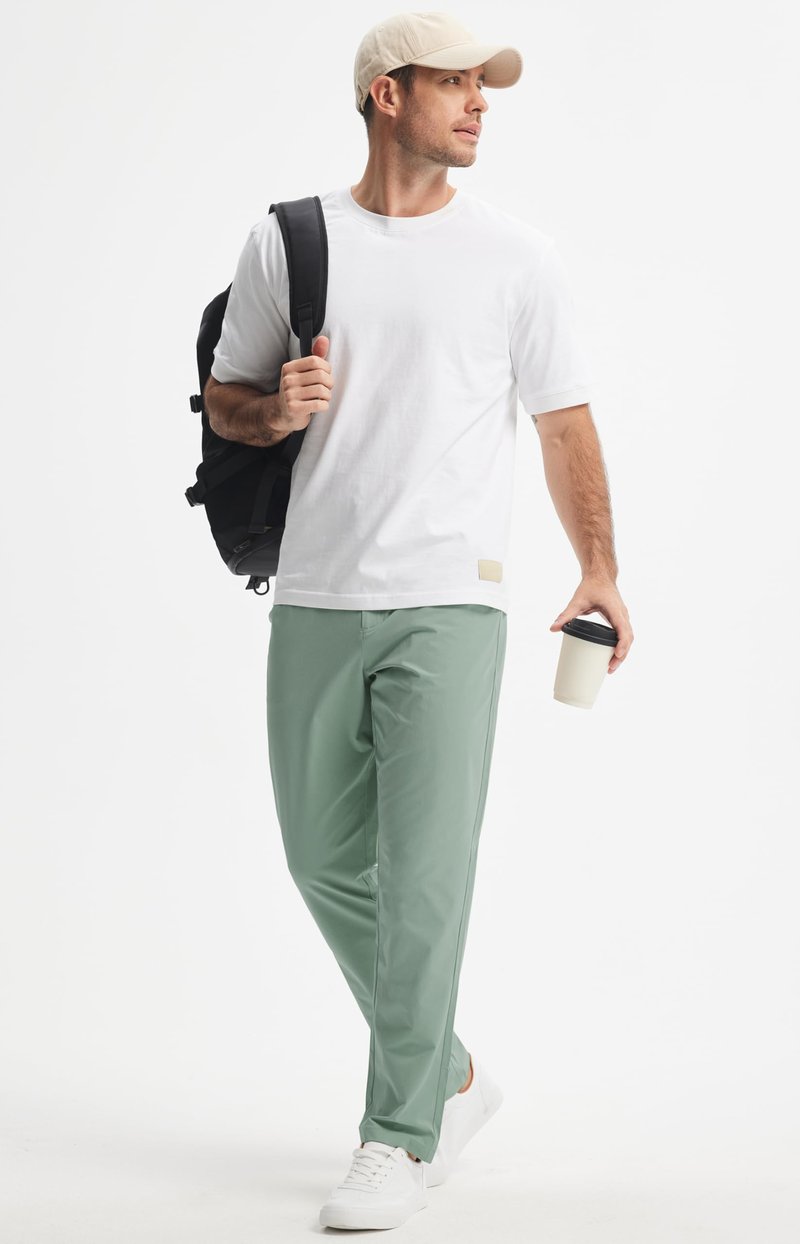 Libin Mens Golf Pants Stretch Work Dress Pants 30" Quick Dry Lightweight Business Casual Slacks for Men Travel Vocation Water Resistant, Sage Green, 35W x 30L