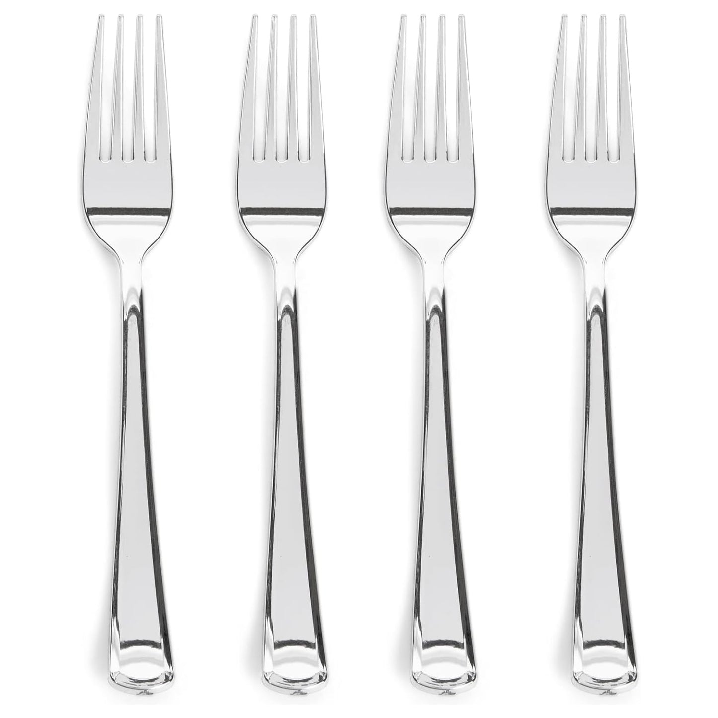 Prestee 300 Plastic Forks Heavy-Duty, Heavyweight Silverware Forks, Fancy Plastic Cutlery, Elegant Disposable Fork Pack, Bulk Disposable Flatware, Silver Fork for Christmas Holiday (Silver)