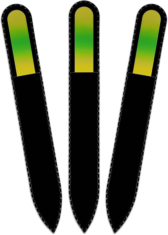 Mont Bleu Rainbow Glass Nail File - Czech Tempered Glass - Handmade in Bohemia, Black Pouch
