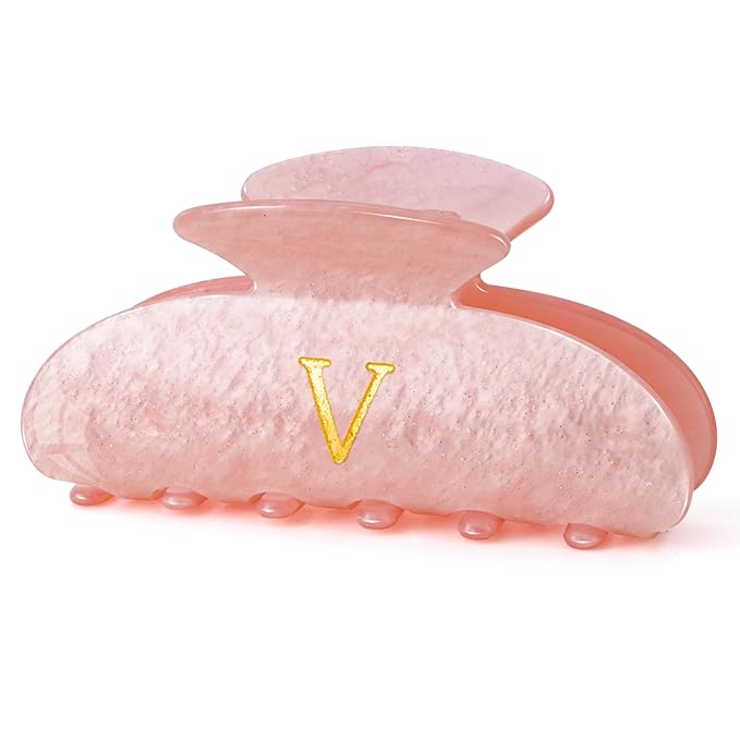 Personalized Birthday Gifts for Daughter,Initial Cute Hair Clips Hair Claws for Women Friends Female Friendship Girlfriend Wife Gifts Idea - Pink,V