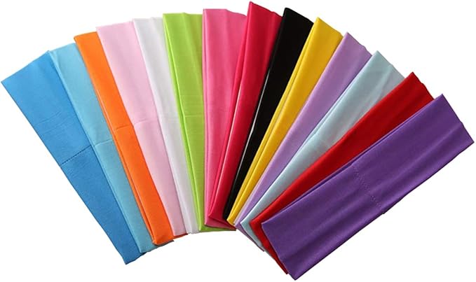 Zapire 14pcs Mixed Colors Yoga Sports Headbands for Women - Soft Elastic Stretch Girls Athletic Headbands
