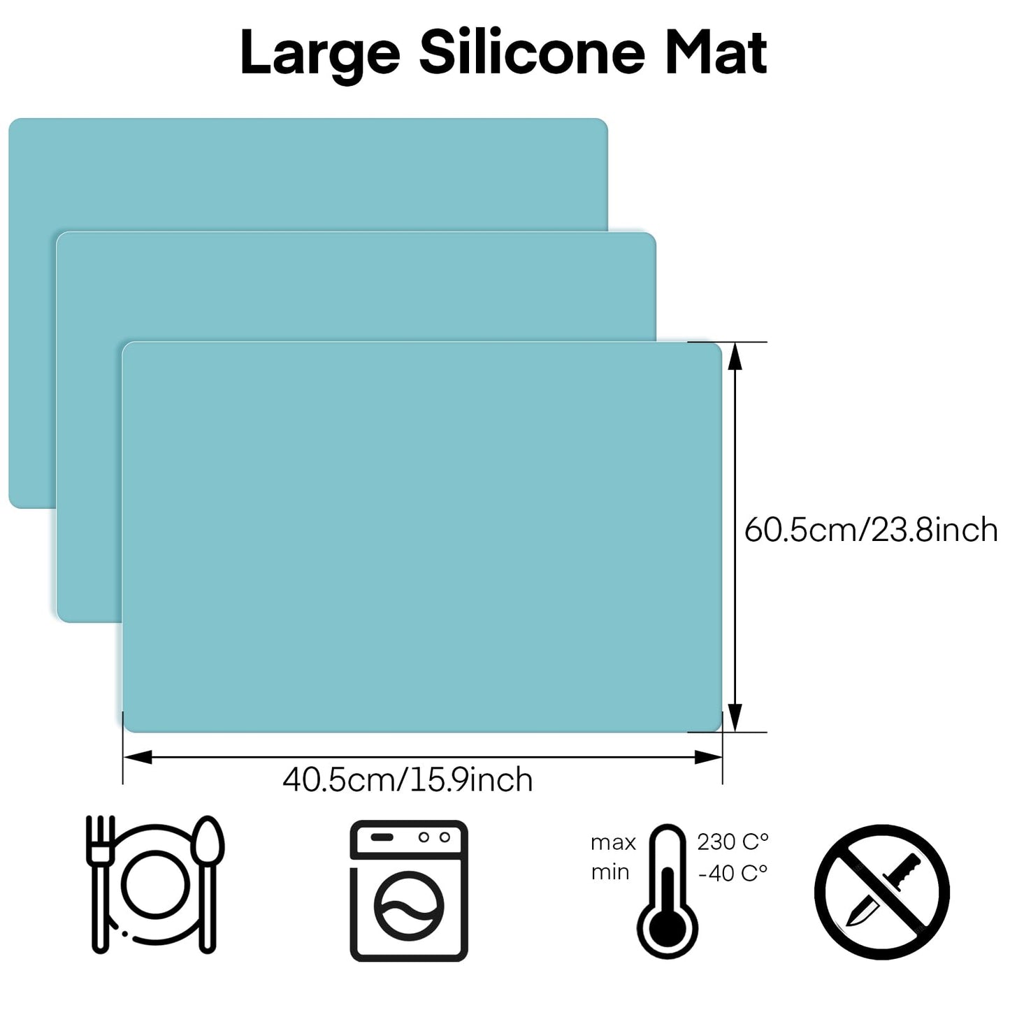 Gartful 3Pack Extra Large Silicone Mat, 23.6 x 15.7 inches for Crafts, Resin Jewelry Casting Molds Mat, Silicone Placemat, Multipurpose Table Protector, Nonstick Nonskid Heat-Resistant, Black Green