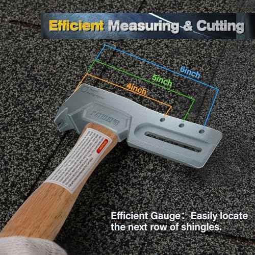 Magnetic Roofing Hatchet with Nail Claw & Sliding Gauge ? Durable Roofing Hammer Tool for Repairs and Installation