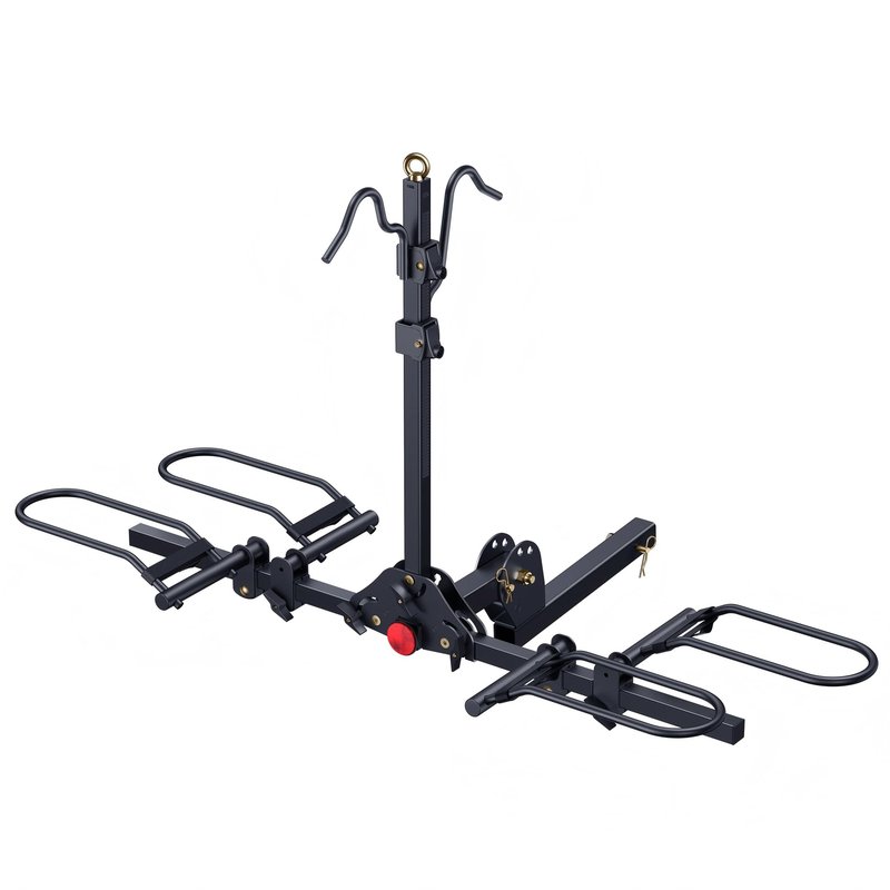 Young 200 lbs. Capacity Hitch Mounted 2-Bike Rack with Lock for Standard, Mountain, Fat Tire Bikes, fit Car, SUV, Van, RV, Trailer, Truck