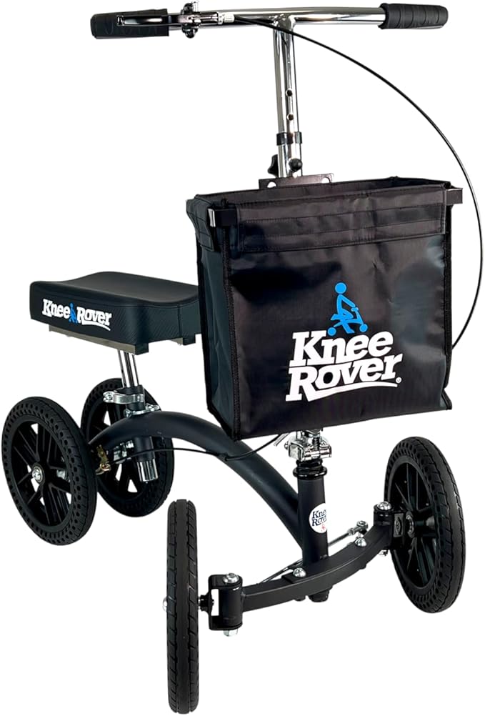 KneeRover Deluxe Knee Scooter Basket Accessory with Large Capacity - Knee Rover Basket Attachment Includes Universal Bracket Mount - Fits Most Knee Scooter Walker Models