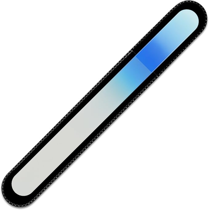 Mont Bleu Rainbow Crystal Nail File in Black Pouch - Large/Professional Size - Czech Tempered Glass - Handmade in Bohemia (Czech Republic)