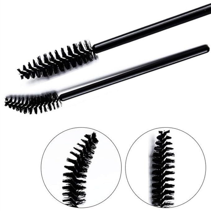 G2PLUS 50pcs Disposable Eyelash Brushes, Mascara Wands Applicator Makeup Kits, Eyelash Spoolies Brushes for Lash Extensions, Eyebrow Grooming, Makeup Kit, Salon Professional Use (Black)