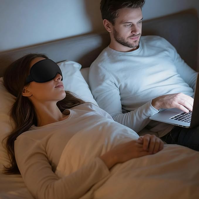 Sleep Mask for Men Women - 100% Blackout Eye Masks for Sleep - 3D Soft Sleeping Mask for Side Sleepers - Zero Pressure Lash Extensions Eye Cover Shade for Airplane Travel Essentials, Black