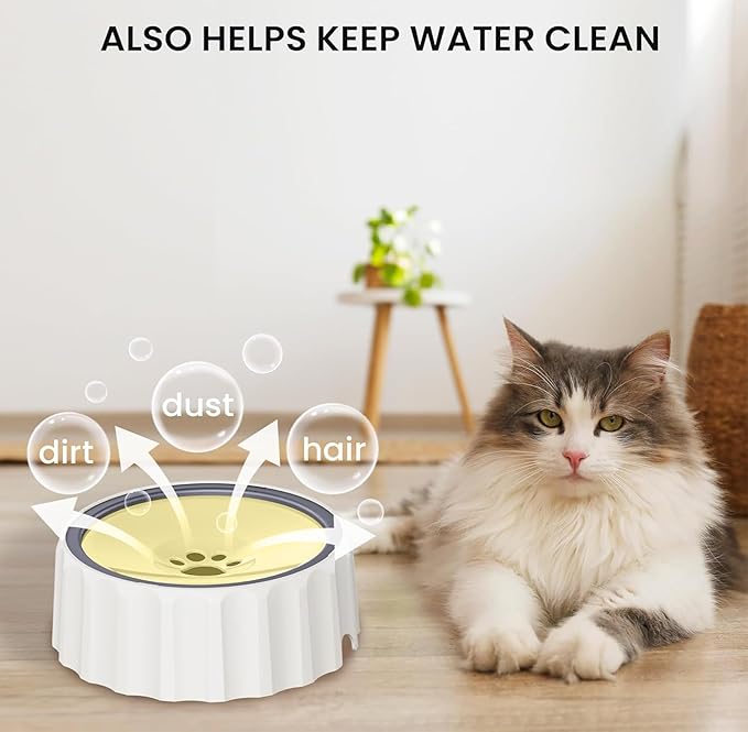 Dog Small Animals Water Bowl No Spill 70oz/2L Large Capacity Dispenser Non Slip No Splash Small Animals Bowl Pet Slow Feeder No Drip Dog Water Bowl on Vehicle for Dogs and Cats - Beige