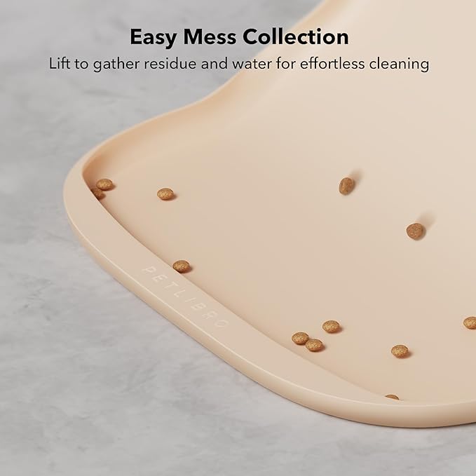 PETLIBRO Cat Food Mat Safety Silicone Dog Food Mat for Feeder Fountain Waterproof Dog Bowl Mats Raised Edge Spill Protection Floor, Cove Feeding Pet Mat(for PLAF109 PLAF301), 22''x16.5''