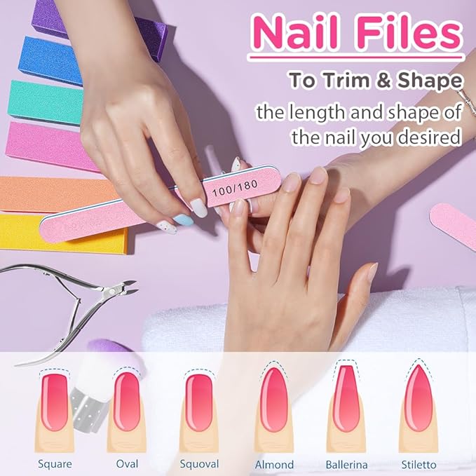 TsMADDTs Nail Buffers and Files, 6 pcs Buffer Blocks, 6 pcs 100 180 Grit Files, Professional Manicure Tools Kit, Nail Care Tools Kit for Women