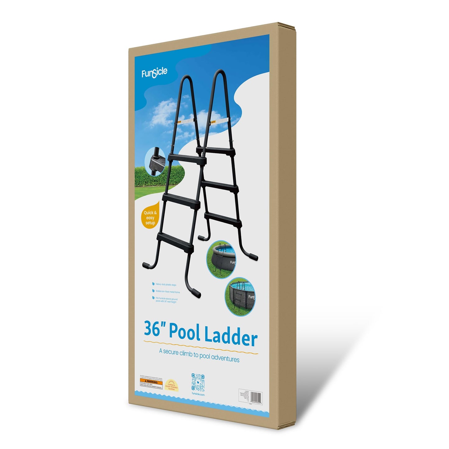 Funsicle 36" SureStep Pool Ladder, for Above Ground Swimming Pools, Black