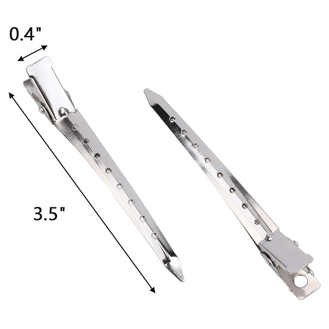 Hedume 200 Pack Duck Bill Hair Clips with Holes, 3.5" Rustproof Metal Alligator Curl Clips for Salon and Women Girls Bows DIY Accessories