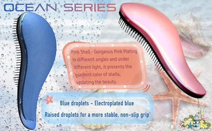 WYNK Hair Brush Detangler for Adults & KidsÃ¯Â¼ÂDetangling Comb Hair Styling Tools & Appliances for Natural/Wavy/Curly/Coily/Wet/Dry/Oil/Thick/Straight/Long Hair(2Pack Blue Drops & Gradient Shell)